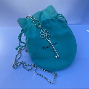 Tiffany & Co. Knot Key Pendant and Bead Chain Necklace - 925 silver, authentic.
